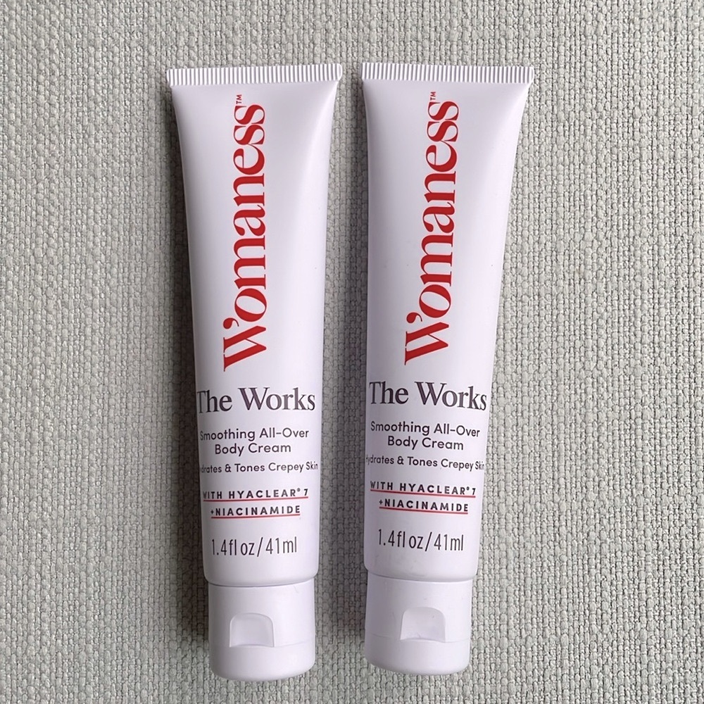 Womaness The Works All-Over Toning Body Cream travel sized x 2